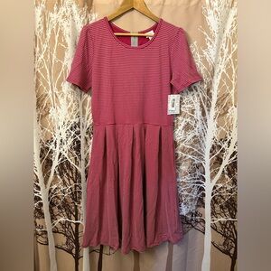 LuLaRoe XL Amelia Pink and White Striped Dress